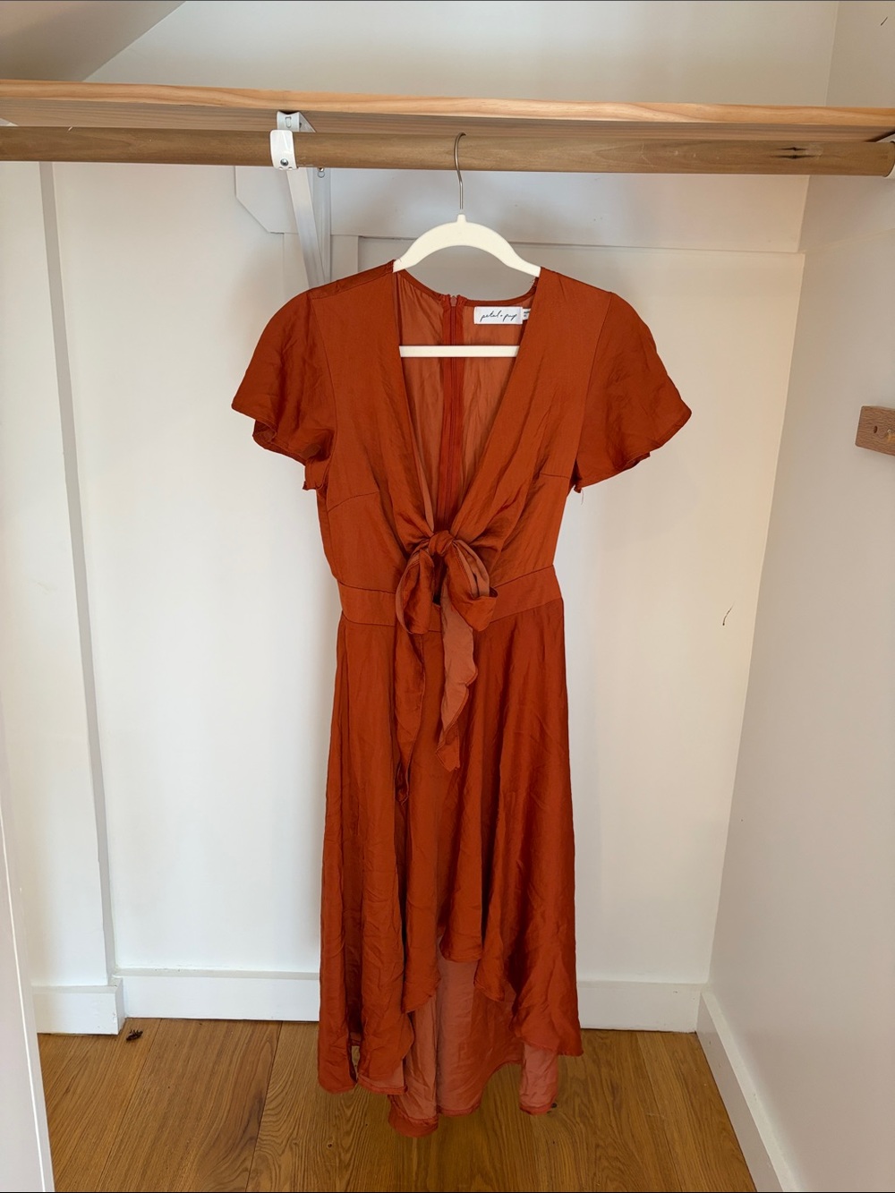 Petal & Pup Rust Tie-Front High-Low Dress